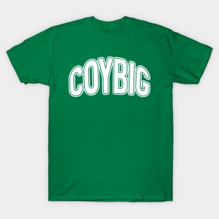 COYBIG, Glasgow Celtic Football Club White and Green Warped Text Design T-Shirt